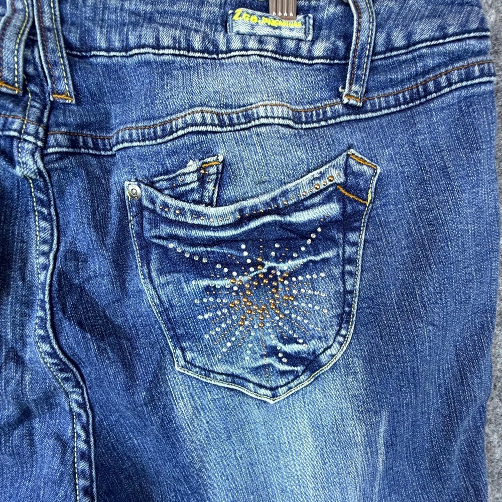 Zco Premium Bootcut Jeans Womens 24 Blue Y2K Denim Beaded Rhinestone Starburst - Picture 10 of 10